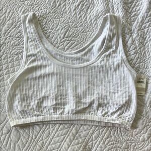 NWT | AERIE White Ribbed Crop Top